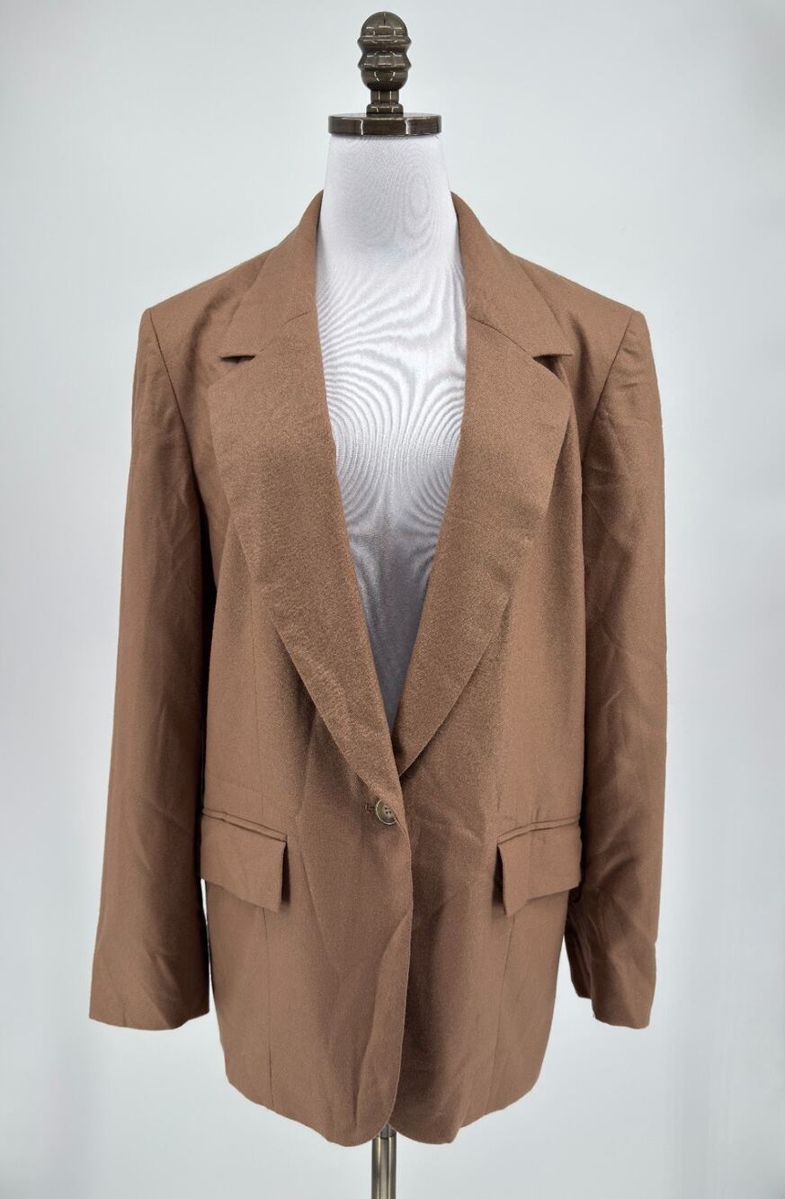 Vintage Pendleton Womens Brown Single Button Virgin Wool Blazer Jacket Sz 12